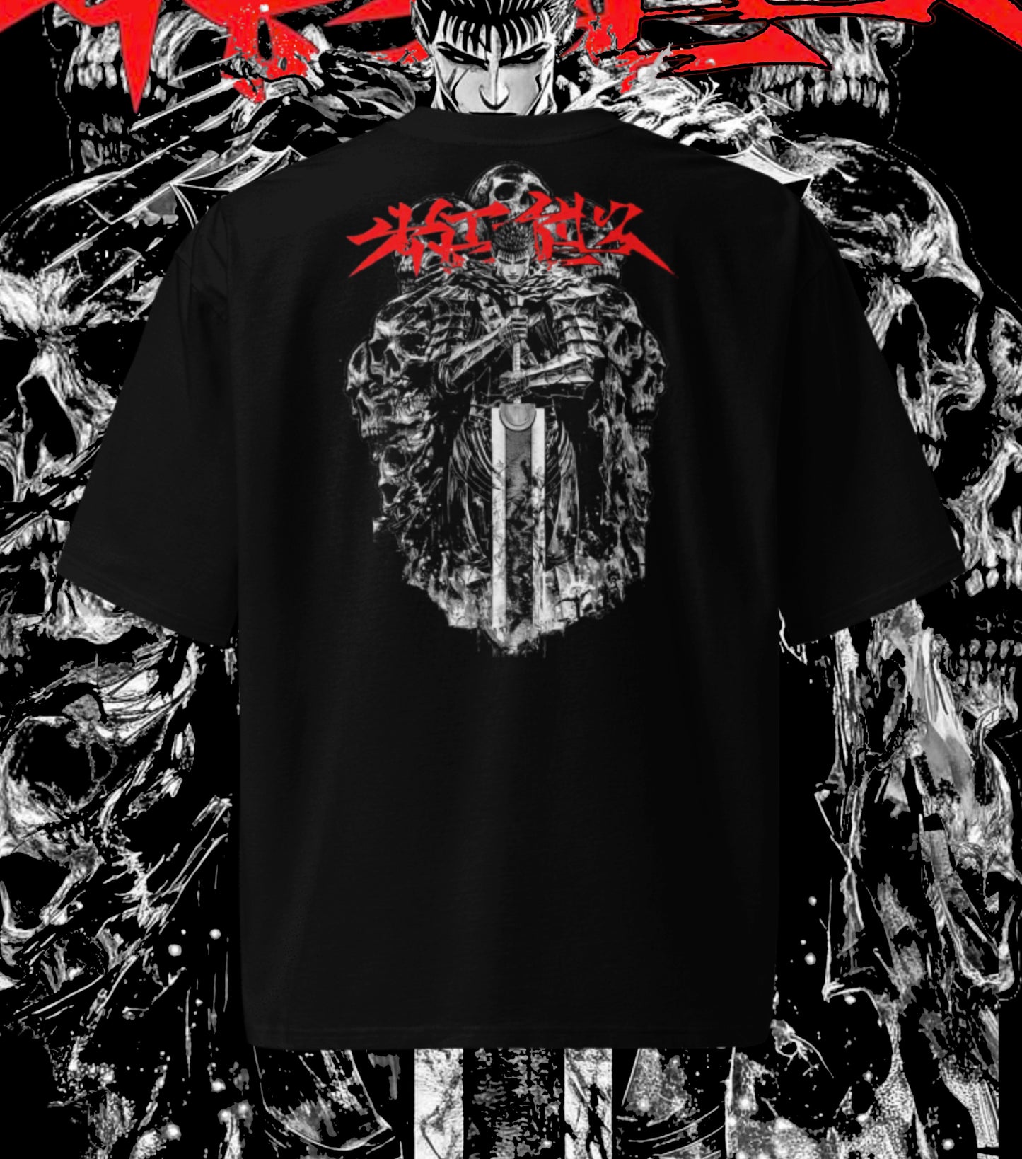 CAMISETA OVERSIZE Berserk - Guts diseño delantero y trasero